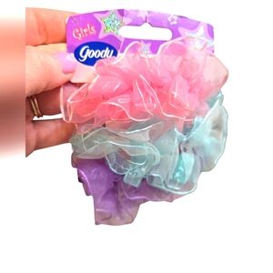 Vintage 2005 Goody 3 Piece Hair Scrunchy For Girls Pink, Purple, Blue